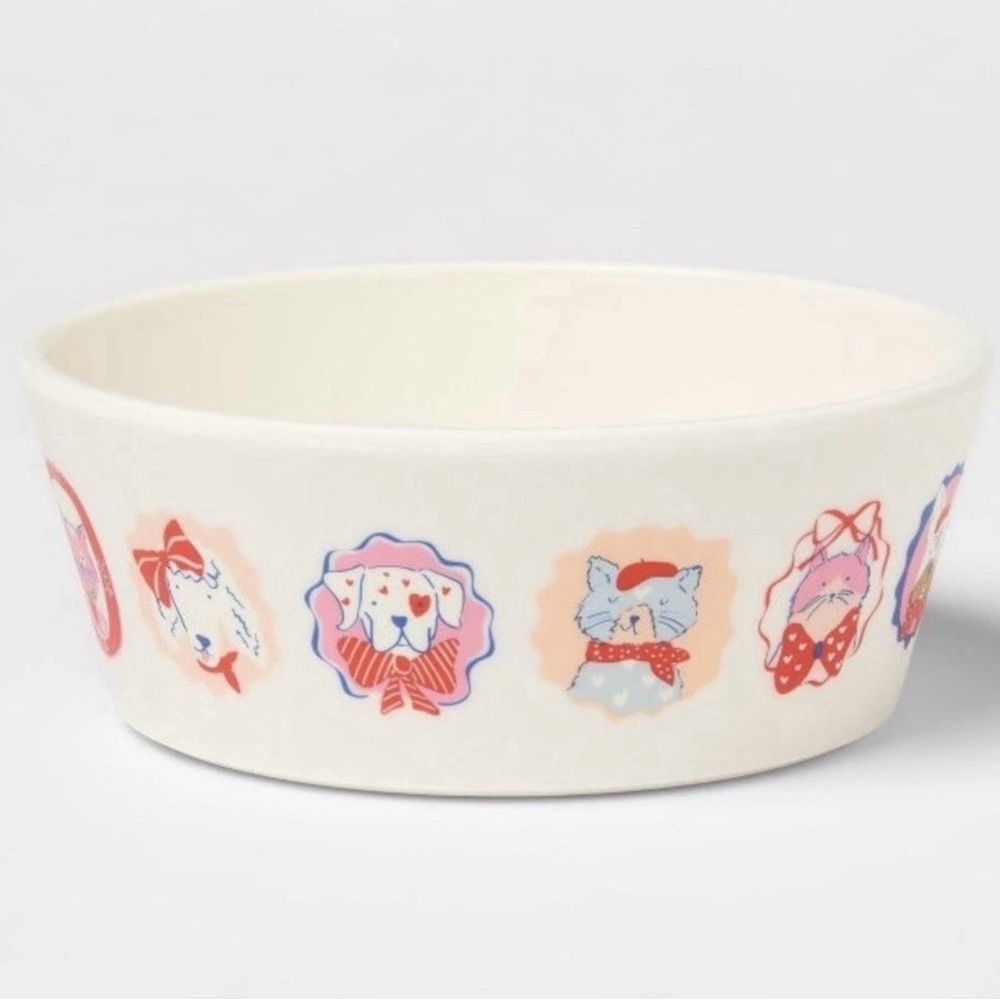 NEW Pillowfort Kids Dinner Set Paris Patisserie Dog Cat dachshund 3 pc Target - Picture 5 of 6
